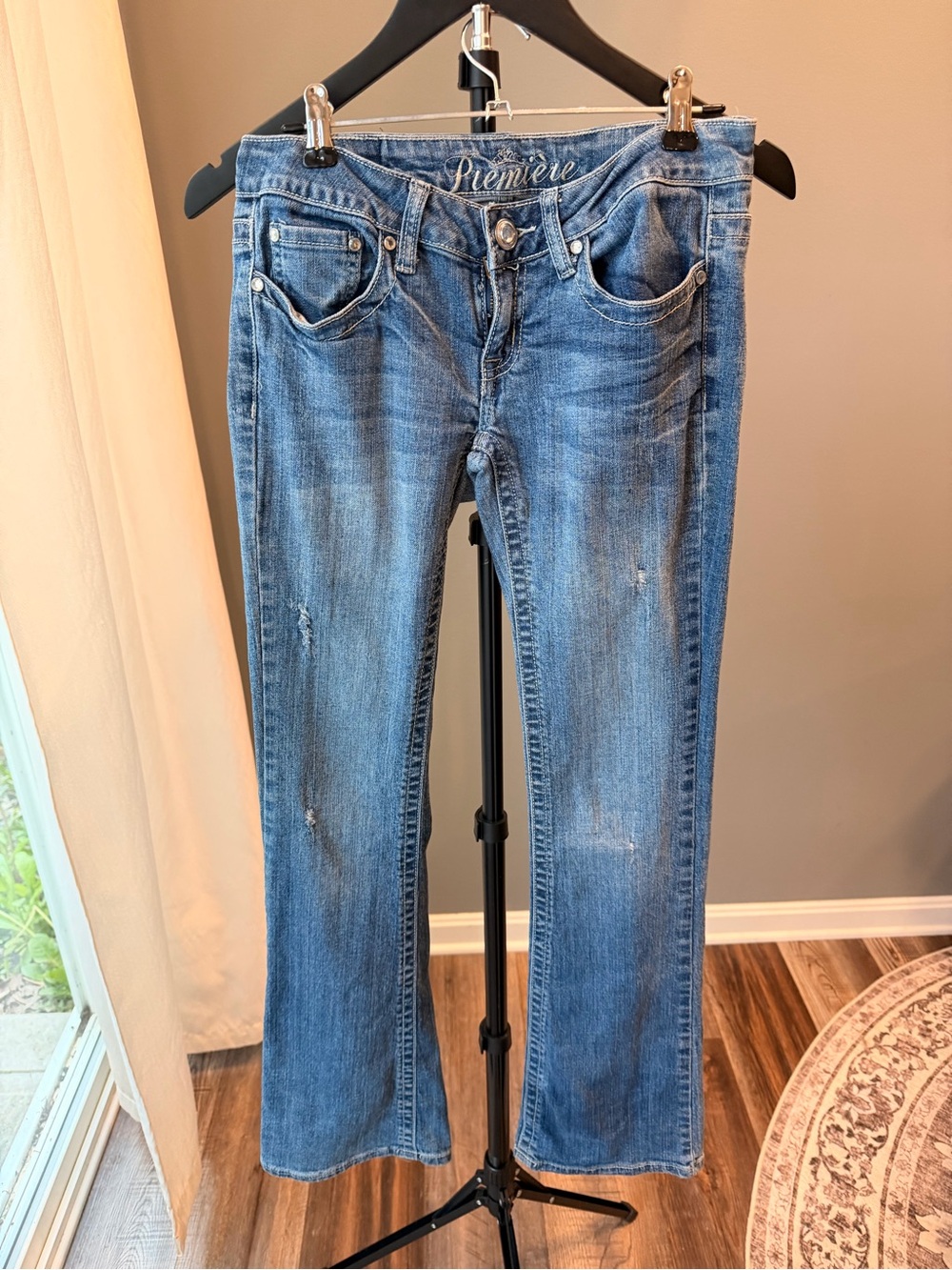Vintage Y2K Premiere Cotton Mid Rise Bootcut Jeans Rhinestone Bling Western 1/2 - Picture 15 of 16